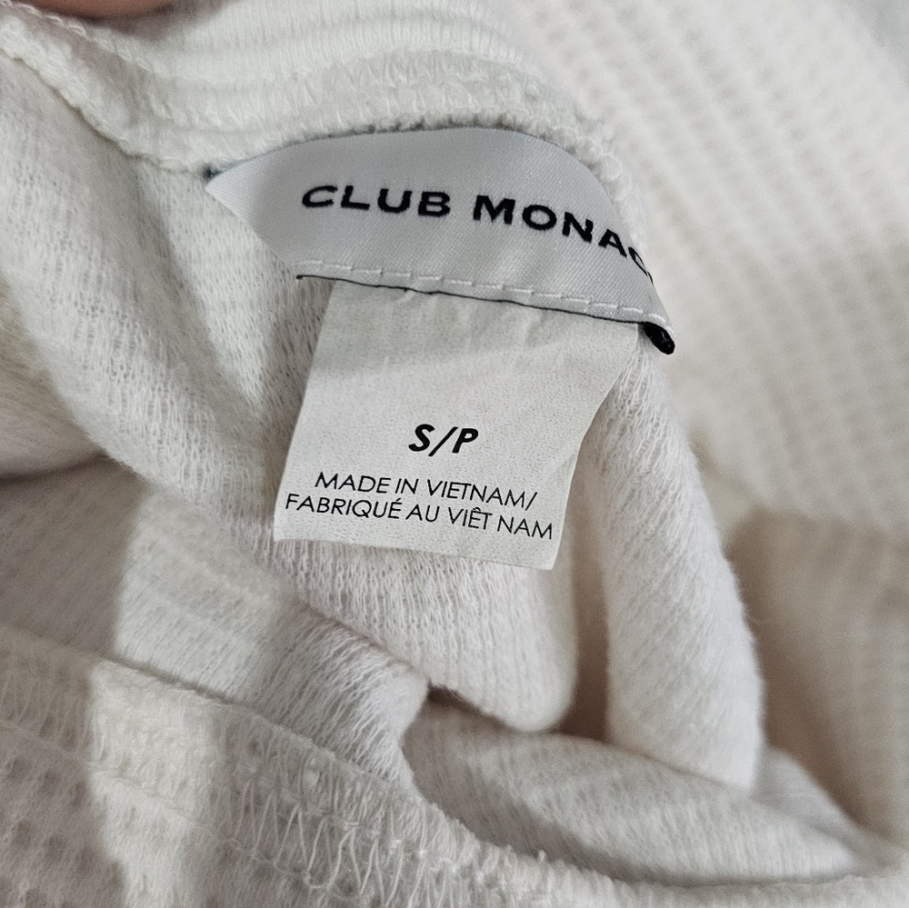 Club Monaco pullover ribbed top with ribbon pull string size small - Picture 2 of 11